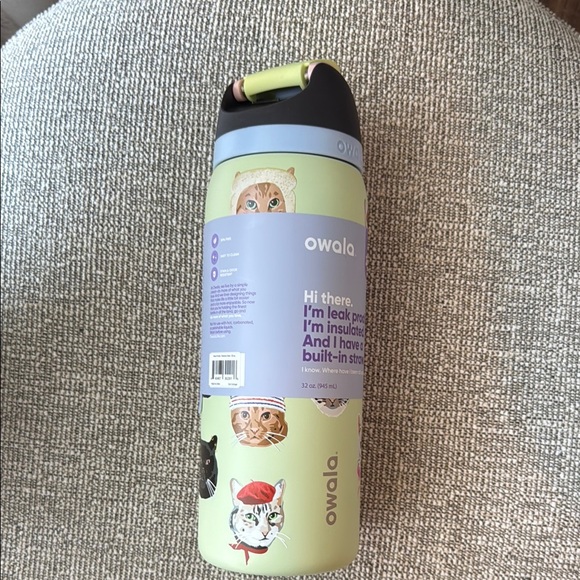 Owala Cat Collage Green Insulated Water Bottle - Picture 2 of 5